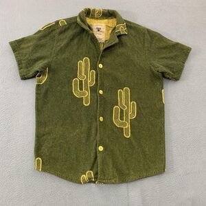 OAS Shirt Mens Small Terry Cloth Cactus Print Hawaiian Aloha Swim